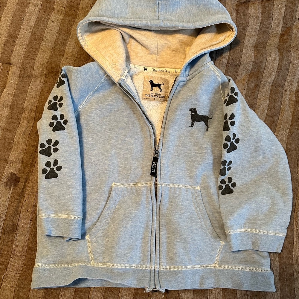 The Black Dog Kids Light Blue Paw Print Hoodie